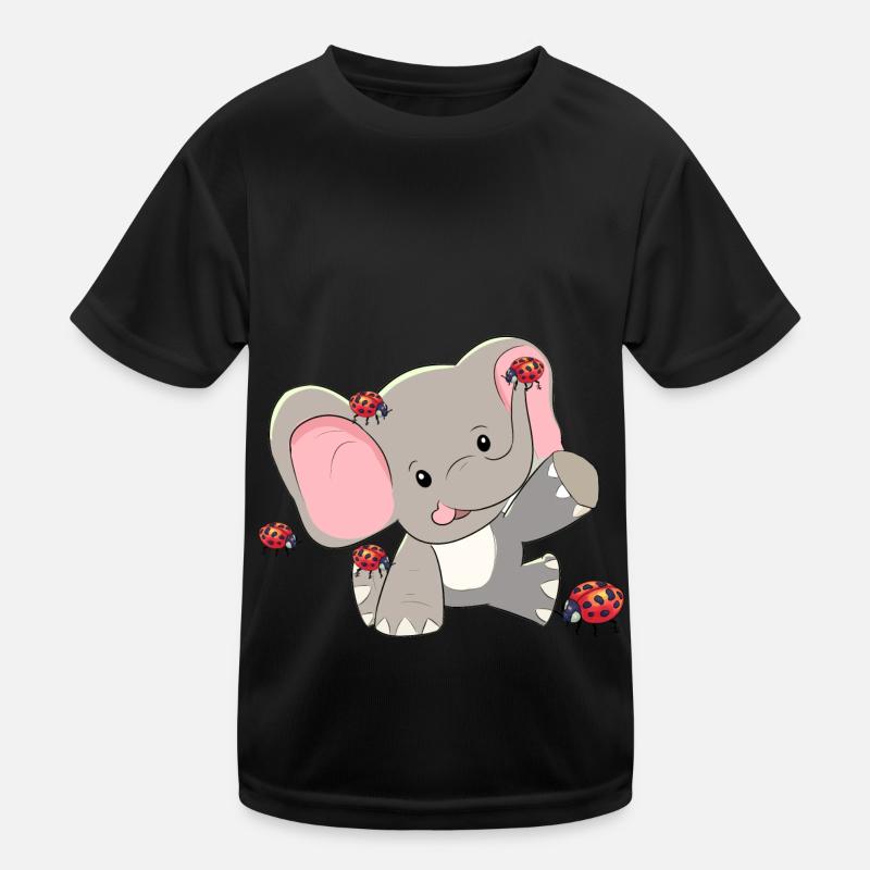 Wild Animals Elephants Baby Ladybug Happiness Kids Functional T-Shirt