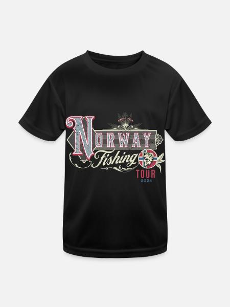 Norway 2024 Fishing Angler Fishing Trip - Kids Functional T-Shirt - black - Front