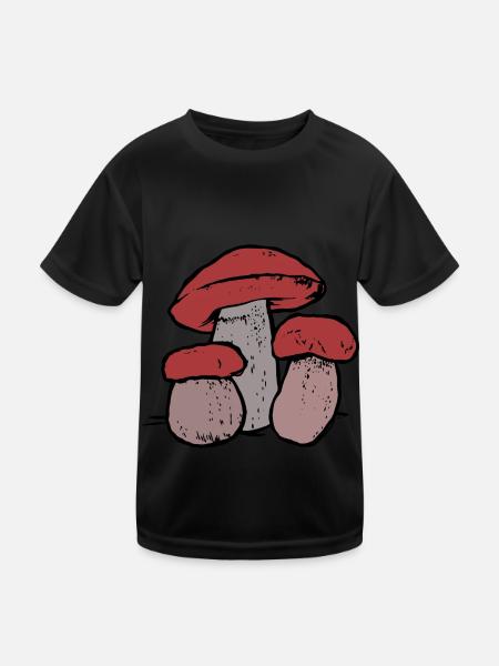Familie Pilz Waldbewohner Natur Ökologie Wald - Kinder Funktions-T-Shirt - Schwarz - Vorne