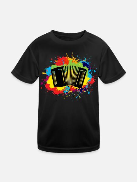 Akkordeon Polka Music Musical Aquarell Geschenk - Kinder Funktions-T-Shirt - Schwarz - Vorne