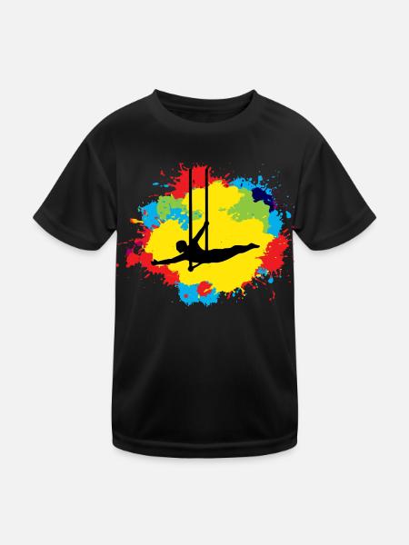 Flying Trapez Artist Zirkusgymnastik Aquarell - Kinder Funktions-T-Shirt - Schwarz - Vorne