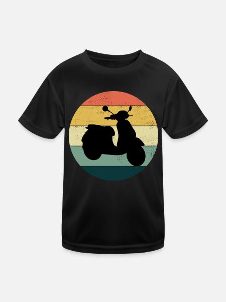 Roller Fahrer Roller Motorrad Vintage Retro - Kinder Funktions-T-Shirt - Schwarz
