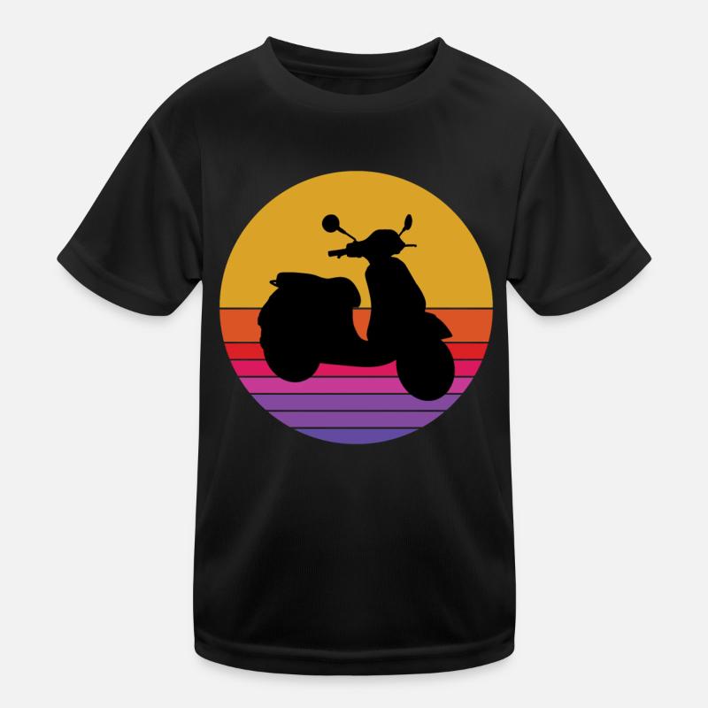 Roller Fahrer Roller Motorrad Vintage Retro Kinder Funktions-T-Shirt
