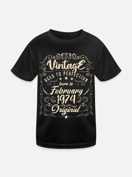 Vintage Né(e) en Février 1974 anniversaire février - T-shirt sport Enfant - noir - Devant