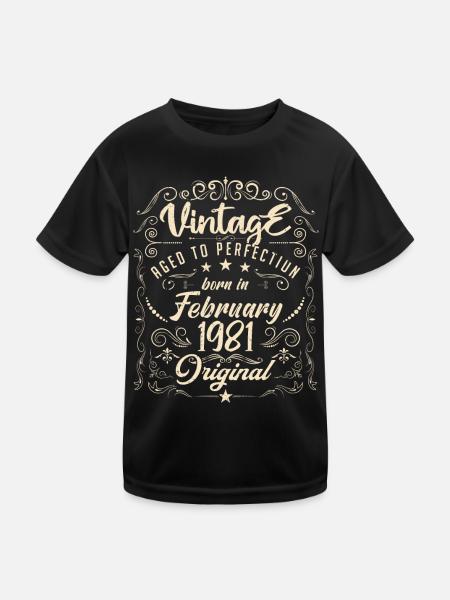 Vintage Né(e) en Février 1981 anniversaire février - T-shirt sport Enfant - noir - Devant