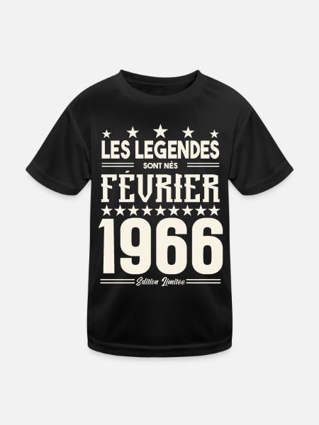 cadeau d'anniversaire Février 1966. février 1966. - T-shirt sport Enfant - noir - Devant