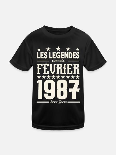 cadeau d'anniversaire Février 1987. février 1987. - T-shirt sport Enfant - noir - Devant