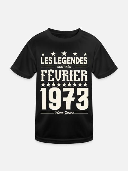 cadeau d'anniversaire Février 1973. février 1973. - T-shirt sport Enfant - noir - Devant