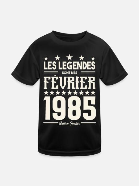 cadeau d'anniversaire Février 1985. février 1985. - T-shirt sport Enfant - noir - Devant