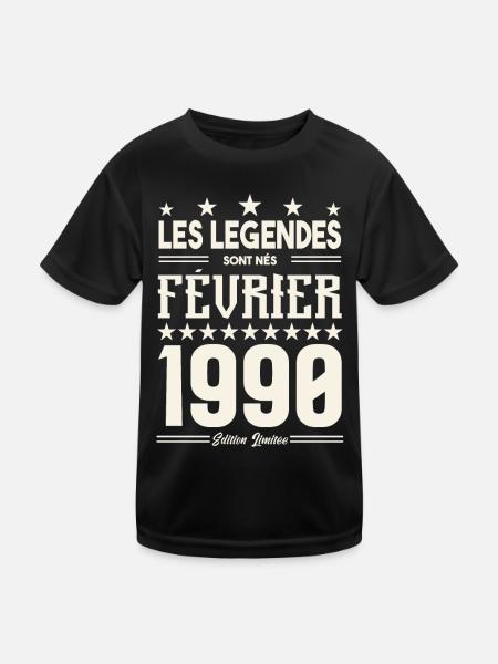 cadeau d'anniversaire Février 1990. février 1990. - T-shirt sport Enfant - noir - Devant