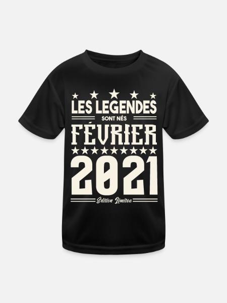 cadeau d'anniversaire Février 2021. février 2021. - T-shirt sport Enfant - noir - Devant