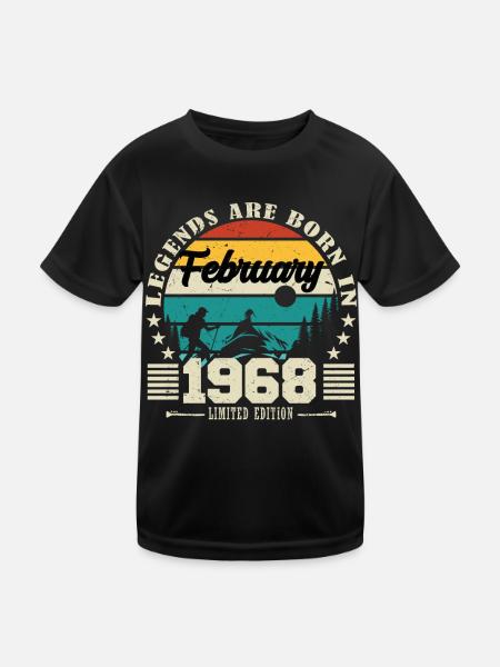 février 1968. Cadeau d'anniversaire février 1968. - T-shirt sport Enfant - noir - Devant
