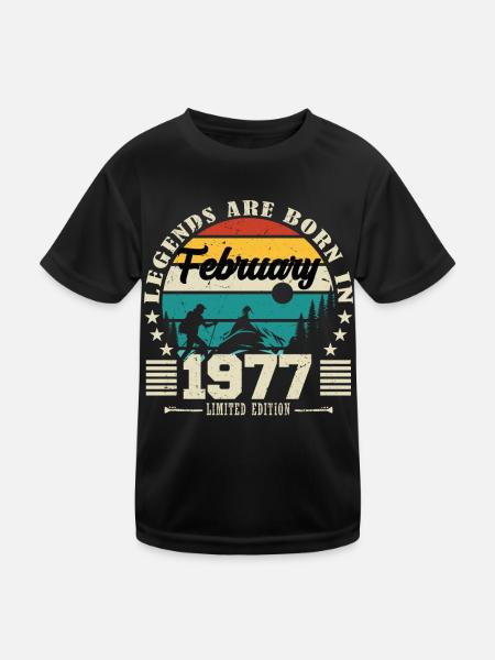 février 1977. Cadeau d'anniversaire février 1977. - T-shirt sport Enfant - noir - Devant