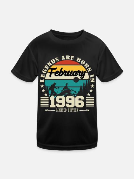 février 1996. Cadeau d'anniversaire février 1996. - T-shirt sport Enfant - noir - Devant