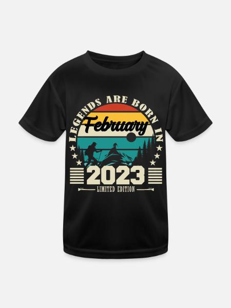 February 2023. Birthday gift February 2023. - Kids Functional T-Shirt - black - Front