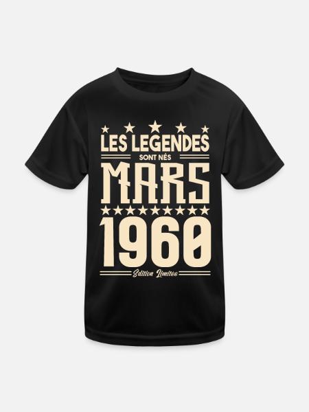 cadeau d'anniversaire mars 1960. cadeau Mars 1960. - T-shirt sport Enfant - noir - Devant