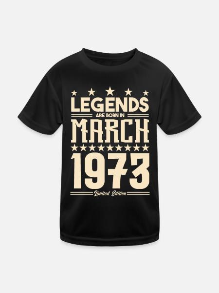 Gift Legend März 1973. Geschenk März 1973. März. - Kinder Funktions-T-Shirt - Schwarz - Vorne