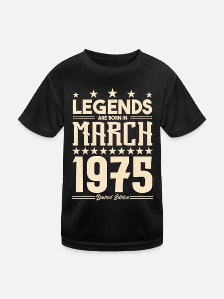 Gift Legend March 1975. gift March 1975. March. - Kids Functional T-Shirt - black - Front