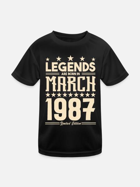 Gift Legend March 1987. gift March 1987. March. - Kids Functional T-Shirt - black - Front