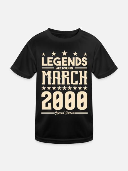 Gift Legend March 2000. gift March 2000. March. - Kids Functional T-Shirt - black - Front
