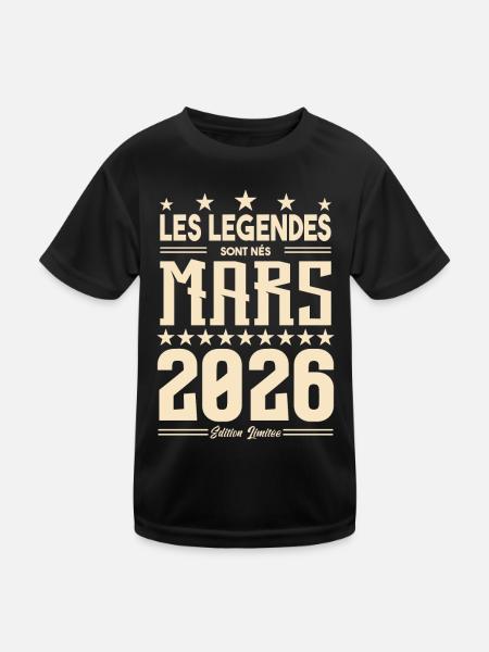 cadeau d'anniversaire mars 2026. cadeau Mars 2026. - T-shirt sport Enfant - noir - Devant