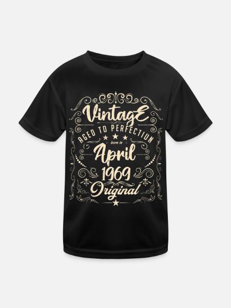 Jahrgang geboren im April 1969. Geburtstag April. - Kinder Funktions-T-Shirt - Schwarz - Vorne