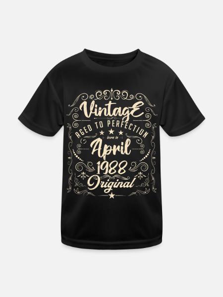 Vintage Né(e) en Avril 1988. anniversaire avril. - T-shirt sport Enfant - noir - Devant