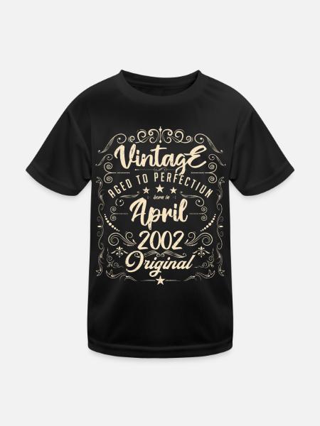Vintage Né(e) en Avril 2002. anniversaire avril. - T-shirt sport Enfant - noir - Devant
