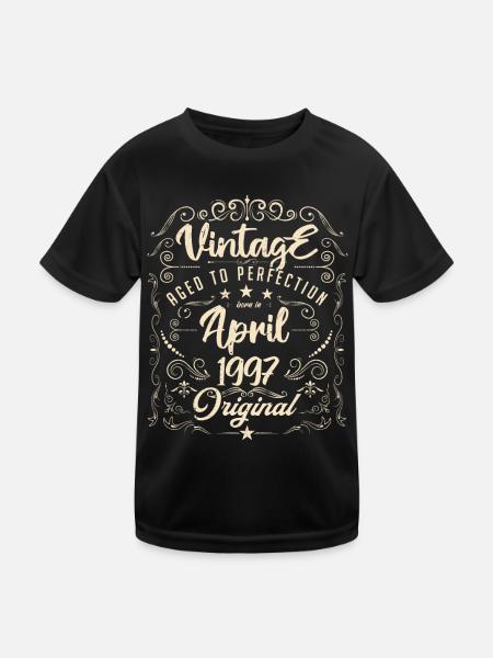 Vintage Né(e) en Avril 1997. anniversaire avril. - T-shirt sport Enfant - noir - Devant