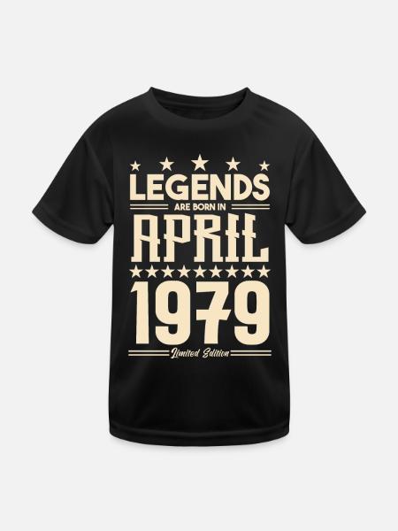 Geschenk Legende April 1979 Geschenk April 1979. April - Kinder Funktions-T-Shirt - Schwarz - Vorne