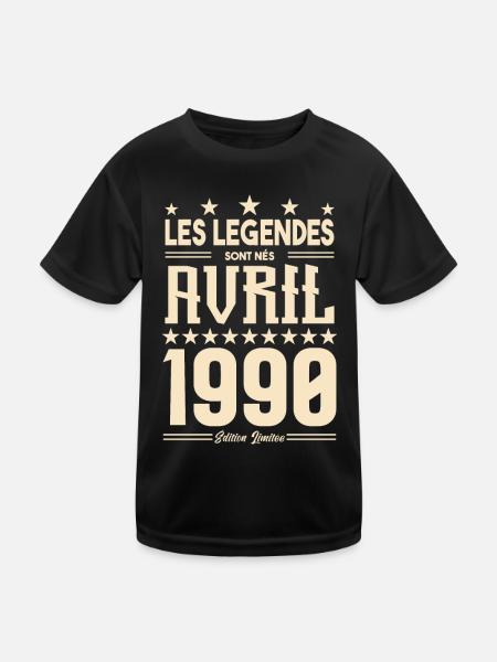 cadeau d'anniversaire Avril 1990 cadeau avril 1990 - T-shirt sport Enfant - noir - Devant