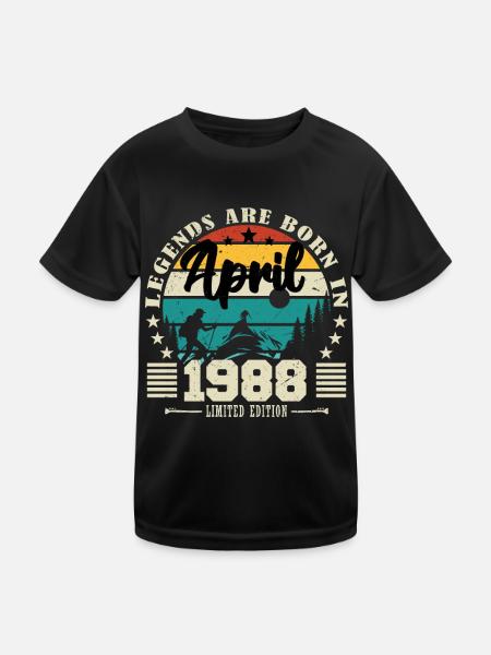 Avril 1988 Cadeau d'anniversaire avril 1988. April - T-shirt sport Enfant - noir - Devant
