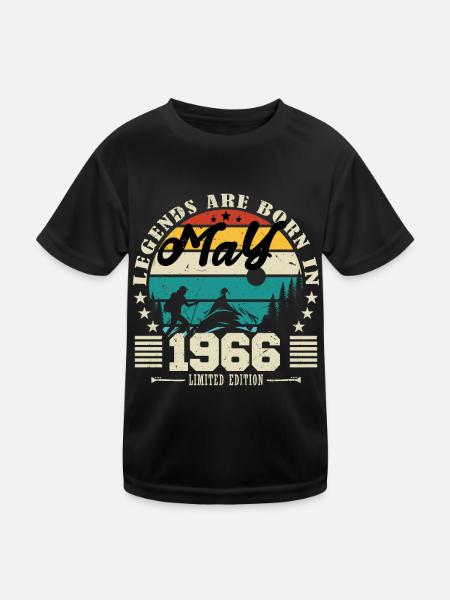 May 1966 Birthday present May 1966. May 1966. - Kids Functional T-Shirt - black - Front