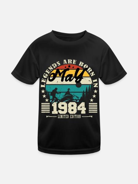 May 1984 Birthday present May 1984. May 1984. - Kids Functional T-Shirt - black - Front