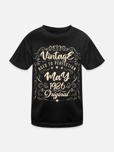 Vintage Né(e) en Mai 1986. anniversaire mai 1986. - T-shirt sport Enfant - noir - Devant