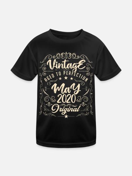 Vintage born in May 2020. Birthday May 2020. - Kids Functional T-Shirt - black - Front