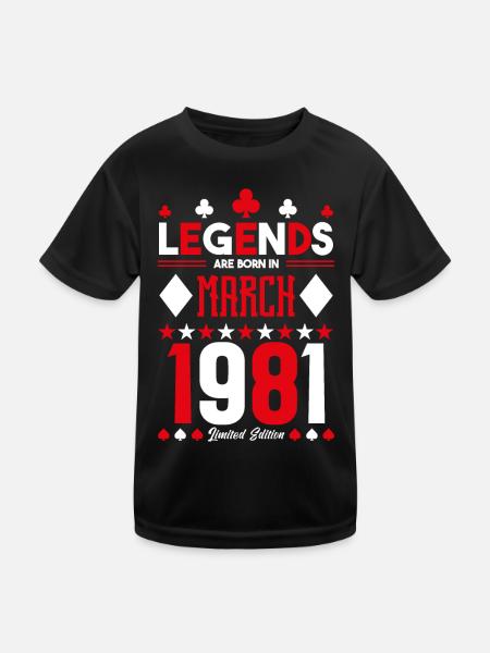 cadeau d'anniversaire Mars 1981. jeux de carte . - T-shirt sport Enfant - noir - Devant