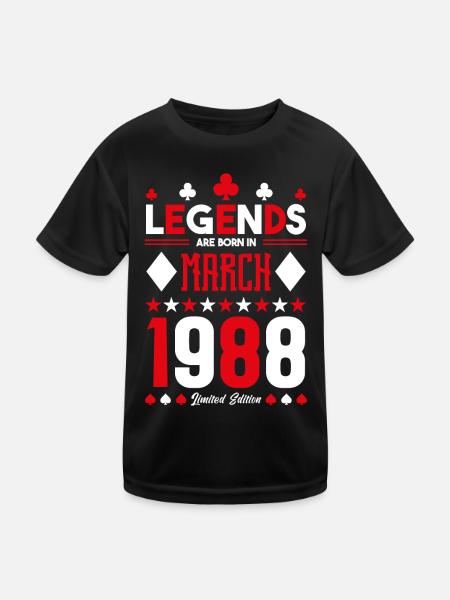 cadeau d'anniversaire Mars 1988. jeux de carte. - T-shirt sport Enfant - noir - Devant