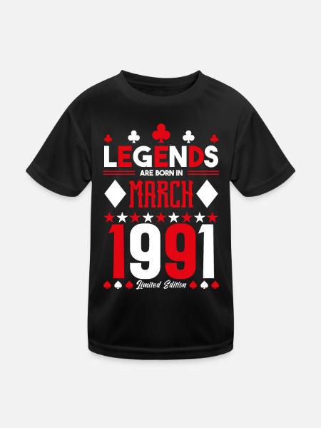 cadeau d'anniversaire Mars 1991. jeux de carte. - T-shirt sport Enfant - noir - Devant