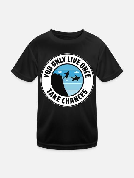 Wingsuit fliegen Base Jumping Fallschirmspringen Wingsuiting - Kinder Funktions-T-Shirt - Schwarz - Vorne