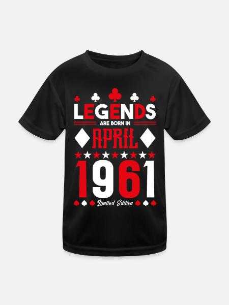 cadeau d'anniversaire avril 1961. jeux de carte. - T-shirt sport Enfant - noir - Devant