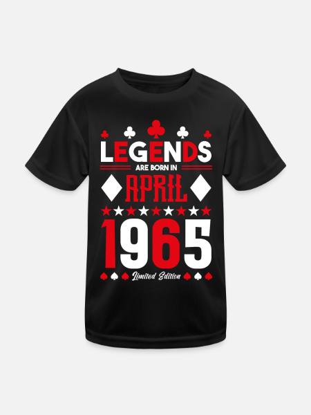cadeau d'anniversaire avril 1965. jeux de carte. - T-shirt sport Enfant - noir - Devant