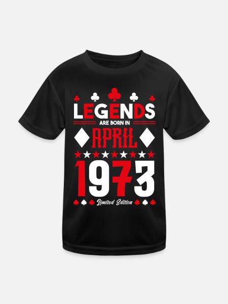 Birthday gift April 1973. card games. - Kids Functional T-Shirt - black - Front