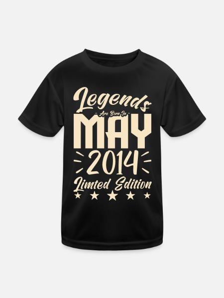 Geboren Mai 2014 Geburtstagsgeschenk 2014. - Kinder Funktions-T-Shirt - Schwarz - Vorne