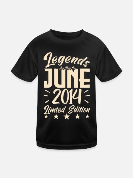 Geboren Juni 2014 Geburtstagsgeschenk 2014. - Kinder Funktions-T-Shirt - Schwarz - Vorne