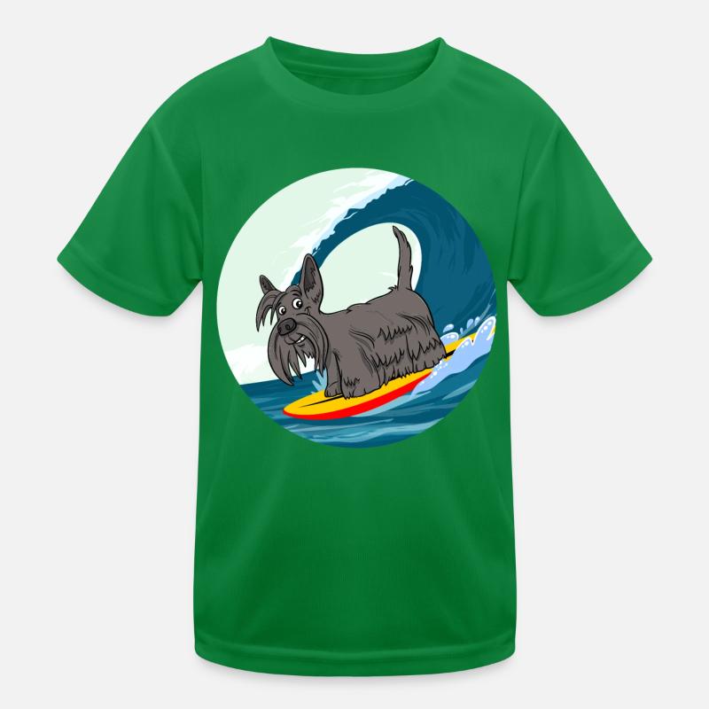 Scottish Terrier Hund Surfen Surfer Meereswellen Kinder Funktions-T-Shirt