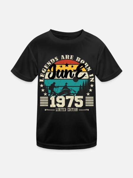 June 1975. Birthday gift June 1975. June. - Kids Functional T-Shirt - black - Front