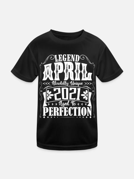 April 2021. Birthday April 2021. Gift 2021. - Kids Functional T-Shirt - black - Front