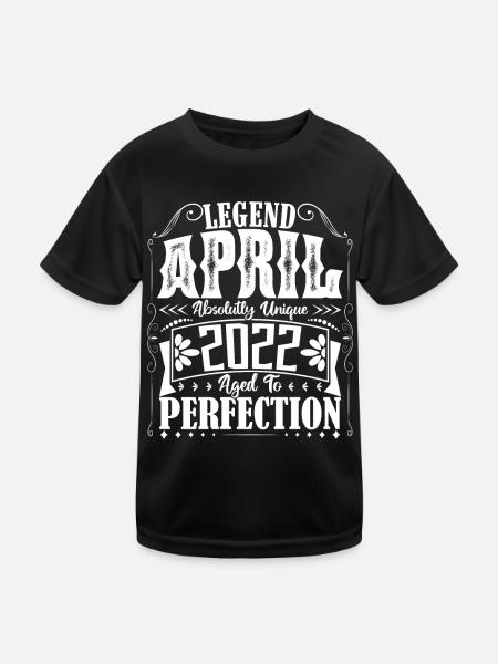April 2022. Birthday April 2022. Gift 2022. - Kids Functional T-Shirt - black - Front