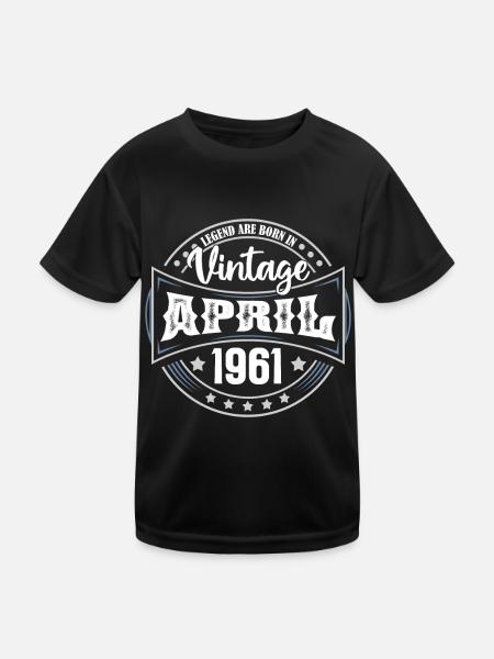 April 1961. Geburtstagsgeschenk April 1961 April - Kinder Funktions-T-Shirt - Schwarz - Vorne